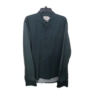 WRK Reworked Shirt Mens XXL Slim Green Geometric Print Long Sleeve Button Down